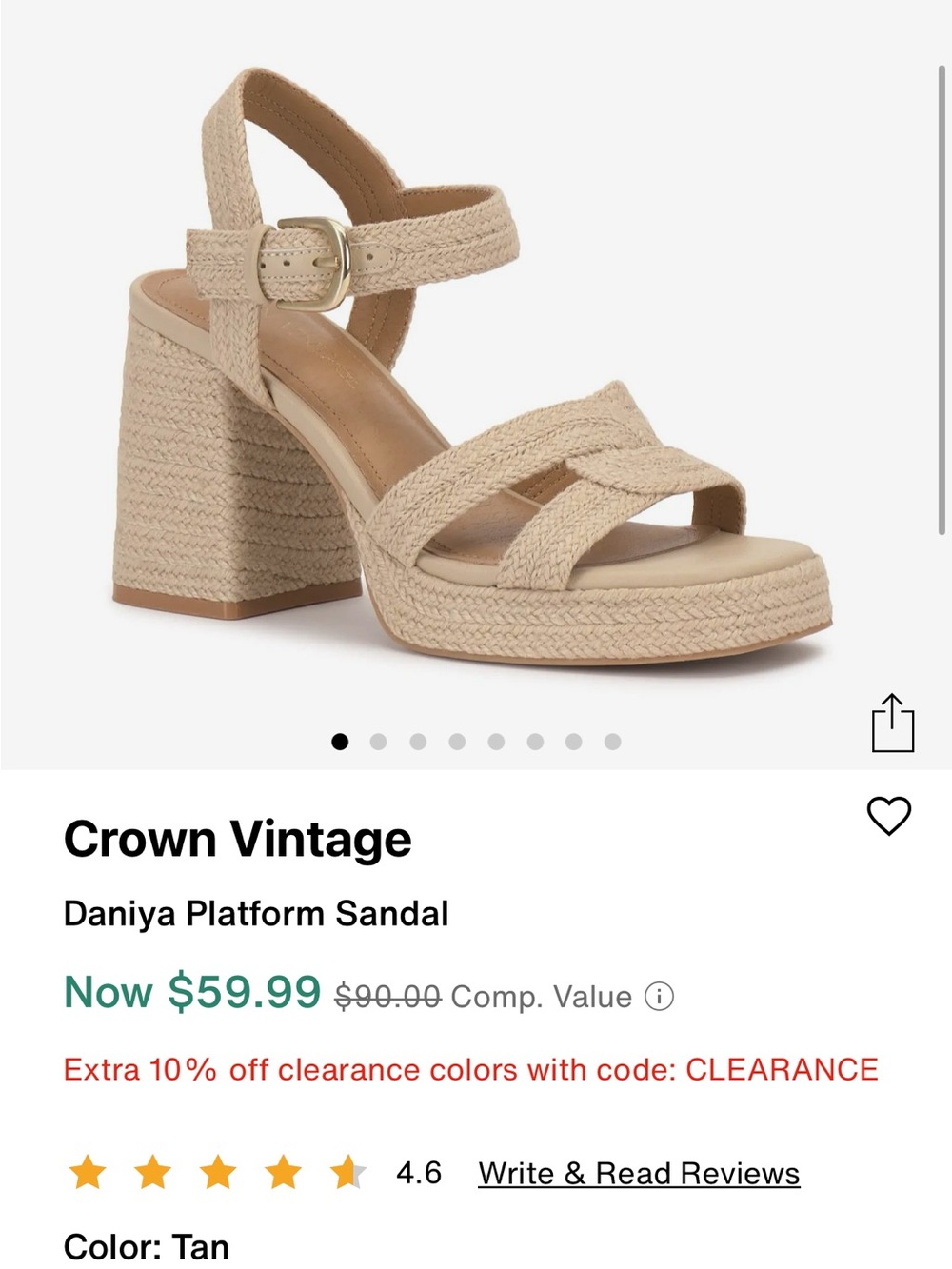 Crown Vintage Natural Beige Braided Platform Sandals - Picture 6 of 6